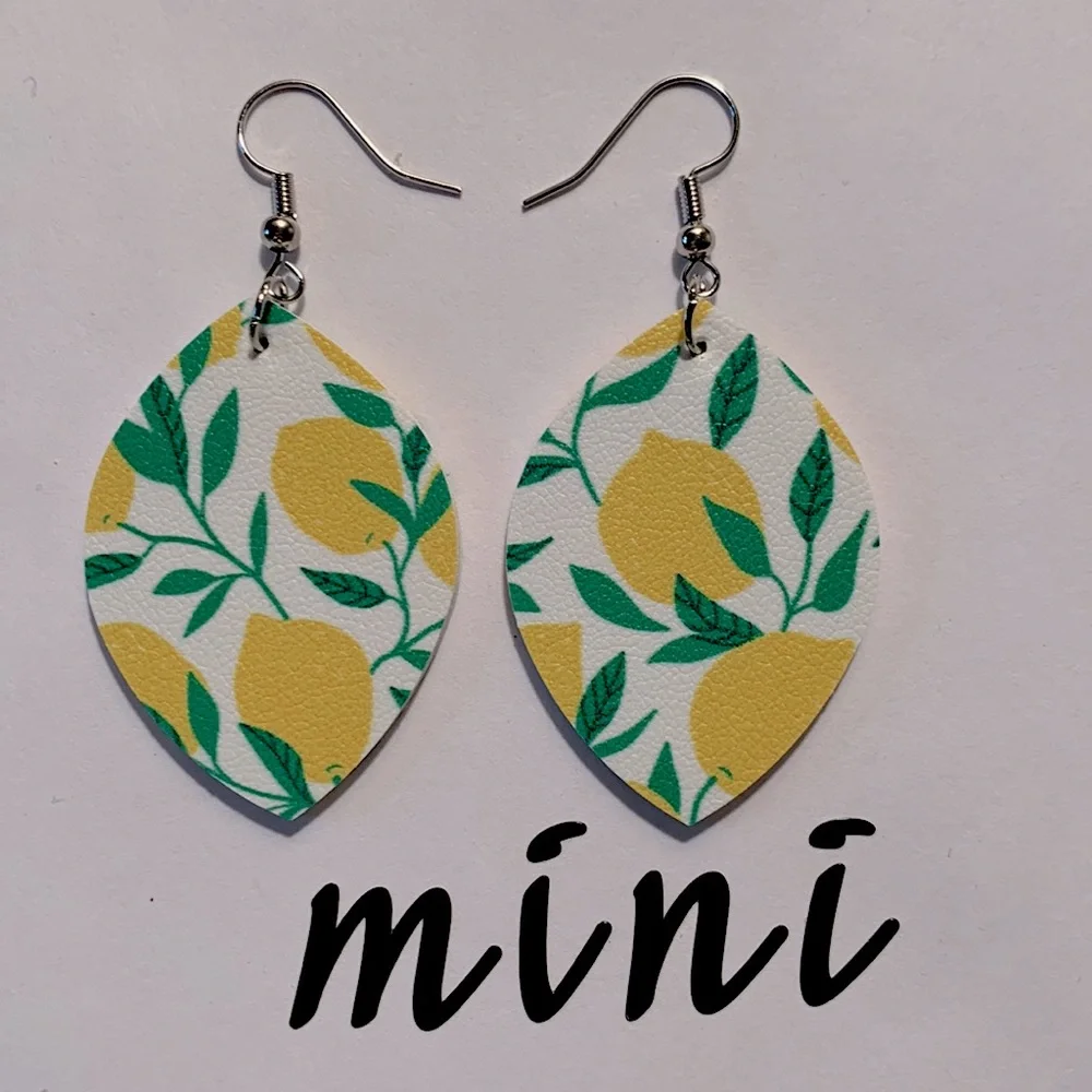 🖤Pick Any 3 for $12🖤 Mini Faux Leather Earrings Lemons - Picture 2 of 6